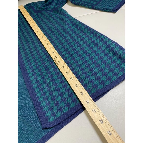 Susan Graver Cardigan Sweater Blue Green Houndstooth Women XL Christmas Holiday - Picture 5 of 15